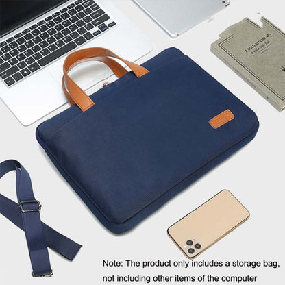 For MacBook 15.6-16.1 Inches MAHOO 10188 Ultra-Thin Hand Computer Bag Messenger Laptop Bag, Color:Dark Blue+Black PU Power Bag by buy2fix
