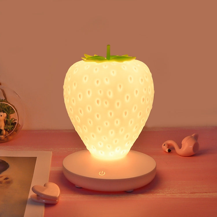 Creative Home LED Silicone Strawberry Night Light USB Rechargeable Bedside Decoration Atmosphere Light(White) by buy2fix