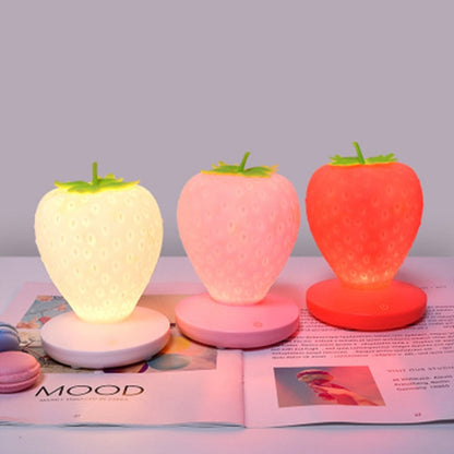 Creative Home LED Silicone Strawberry Night Light USB Rechargeable Bedside Decoration Atmosphere Light(White) by buy2fix