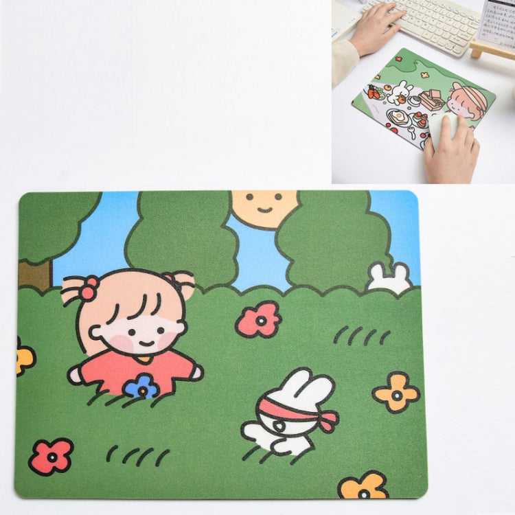 5 PCS Creative Cute Cartoon Rabbit Girl Mouse Pad Laptop Student Mouse Pad(Hide and seek) by buy2fix