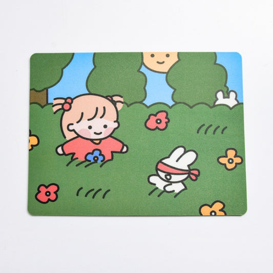 5 PCS Creative Cute Cartoon Rabbit Girl Mouse Pad Laptop Student Mouse Pad(Hide and seek) by buy2fix