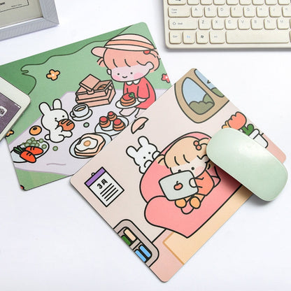 5 PCS Creative Cute Cartoon Rabbit Girl Mouse Pad Laptop Student Mouse Pad(Hide and seek) by buy2fix