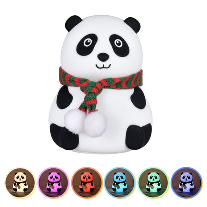 Cute Panda Night Light USB Charging Touch Control Colorful Silicone Bedside Lamp(Big Eyes) by buy2fix