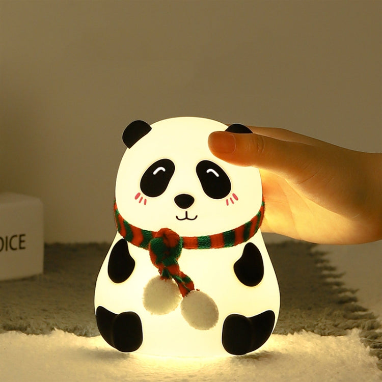 Cute Panda Night Light USB Charging Touch Control Colorful Silicone Bedside Lamp(Big Eyes) by buy2fix