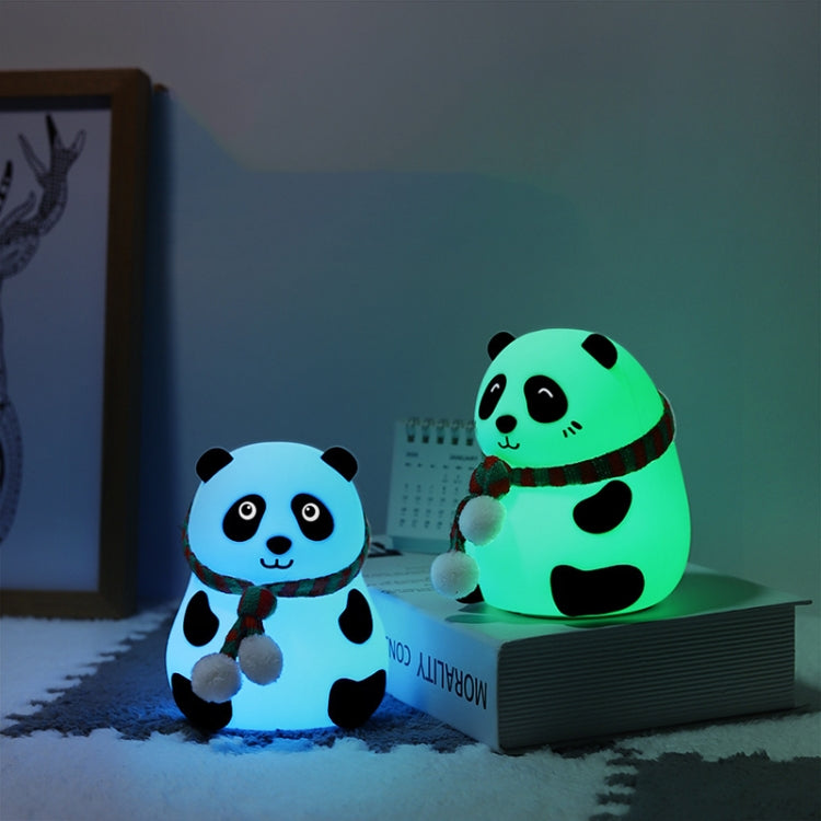Cute Panda Night Light USB Charging Touch Control Colorful Silicone Bedside Lamp(Big Eyes) by buy2fix