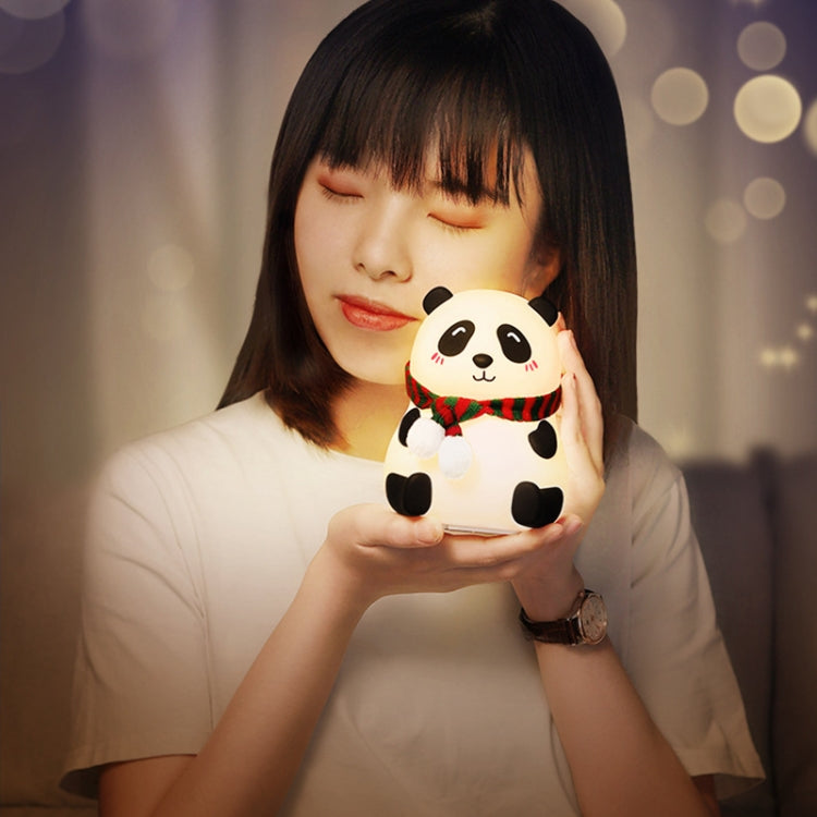 Cute Panda Night Light USB Charging Touch Control Colorful Silicone Bedside Lamp(Big Eyes) by buy2fix