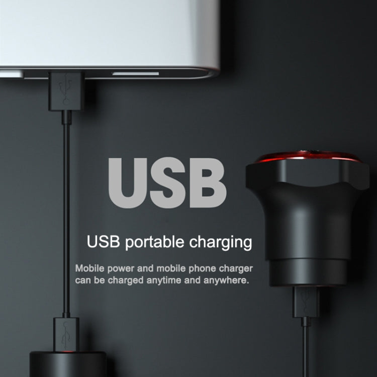 MEROCA MX2 Smart Sensor Brake Tail Light Mountain Bike Light USB Charging Road Bike Night Riding Tail Light, Color:Seat Cushion Installation Gold Pink by buy2fix