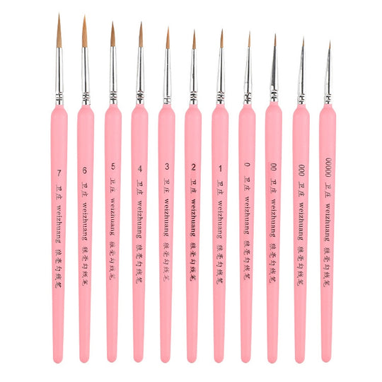 11 PCS Full Sets WeiZhuang Hook Line Pen Painting Hand-painted Watercolor Wolf Mint Hook Line Pen Painting Stroke Thin Line Brush, Color:Pink