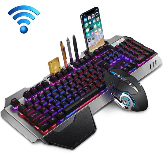 K680 Rechargeable Wireless Keyboard and Mouse Set(Black Mixed Color) by buy2fix