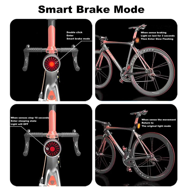 Bicycle Smart Sensor Brake Light USB Tail Light Warning Light(Titanium) by buy2fix