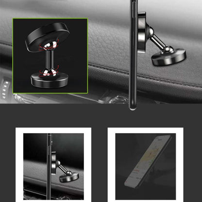 Car Phone Holder Alloy Magnetic Universal Dual Ball Rotating Car Phone Holder,, Color: Black (Single Ball) - Universal Car Holders by buy2fix | Online Shopping UK | buy2fix