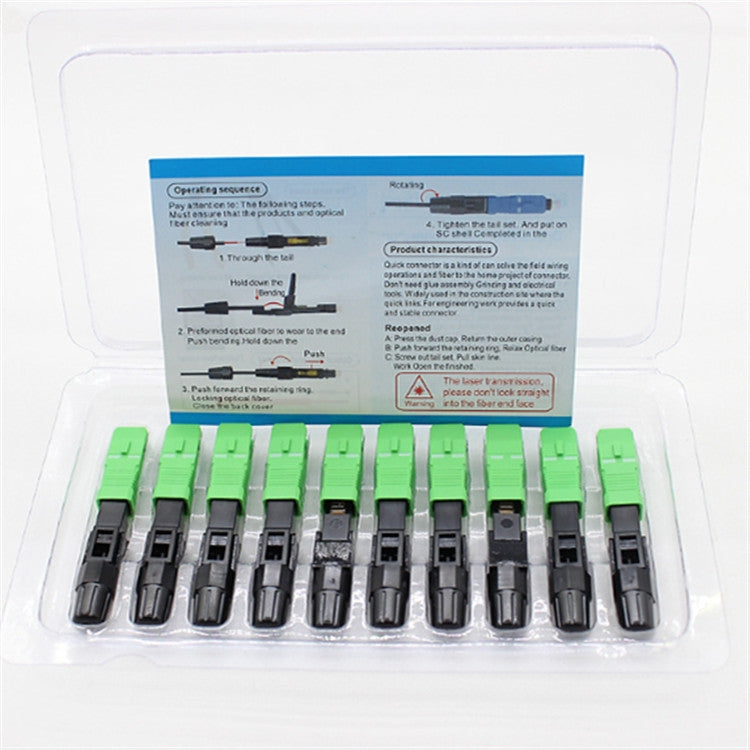 10 PCS FTTH SC APC Single-Mode Fiber Optic Quick Connector(Green) by buy2fix