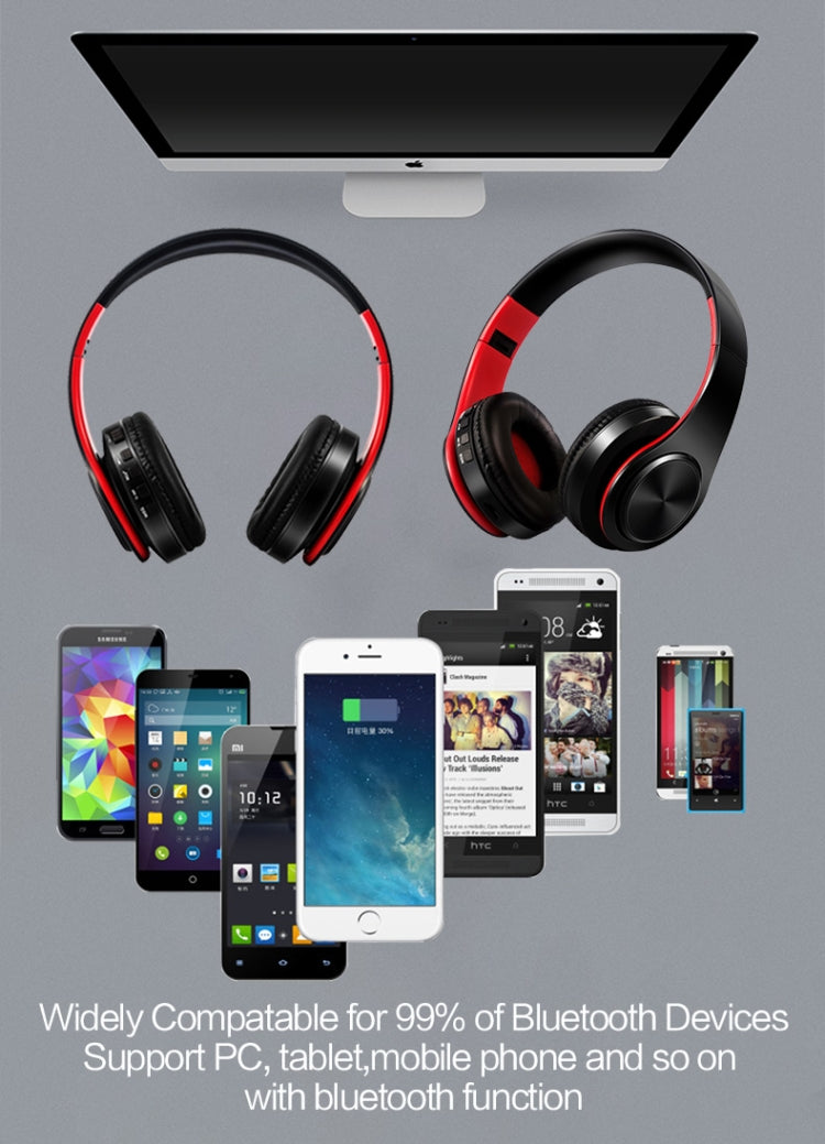 HIFI Stereo Wireless Bluetooth Headphone for Xiaomi iPhone Sumsamg Tablet, with Mic, Support SD Card & FM(Rose Gold Black) - Headset & Headphone by buy2fix | Online Shopping UK | buy2fix
