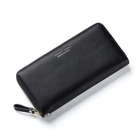 Women Long Clutch Wallet Large Capacity Wallets Female Purse Phone Pocket Card Holder(Black)