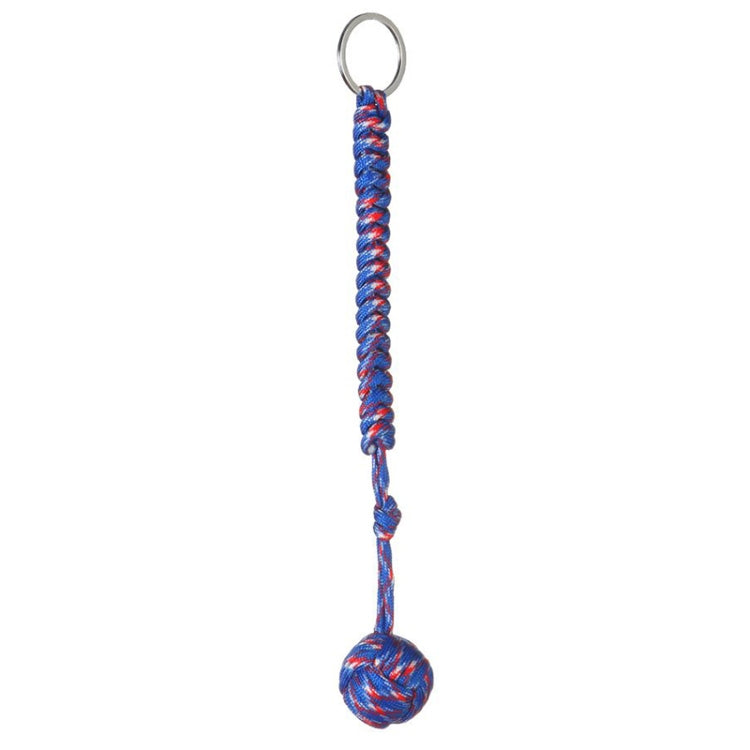 Outdoor Security Protection Black Monkey Fist Steel Ball Bearing Self Defense Lanyard Survival Key Chain(Blue red) by buy2fix