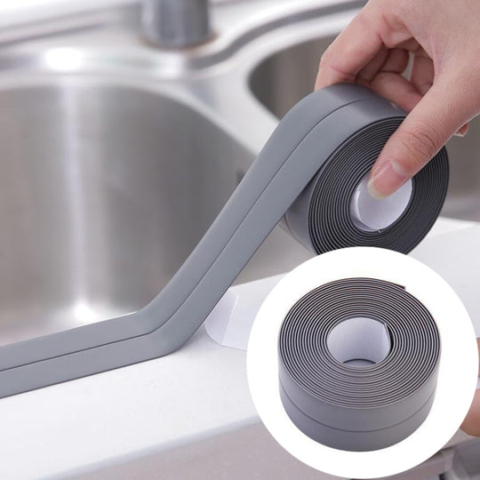 Durable PVC Material Waterproof Mold Proof Adhesive Tape  Kitchen Bathroom Wall Sealing Tape, Width:3.8cm x 3.2m(Grey)