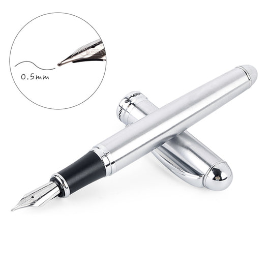 X750 Stationery Stainless Steel Fountain Pen Medium Nib Ink Pens School Oiifice Gift, Nib Size:0.5mm(Silver) - Fountain Pens by buy2fix | Online Shopping UK | buy2fix