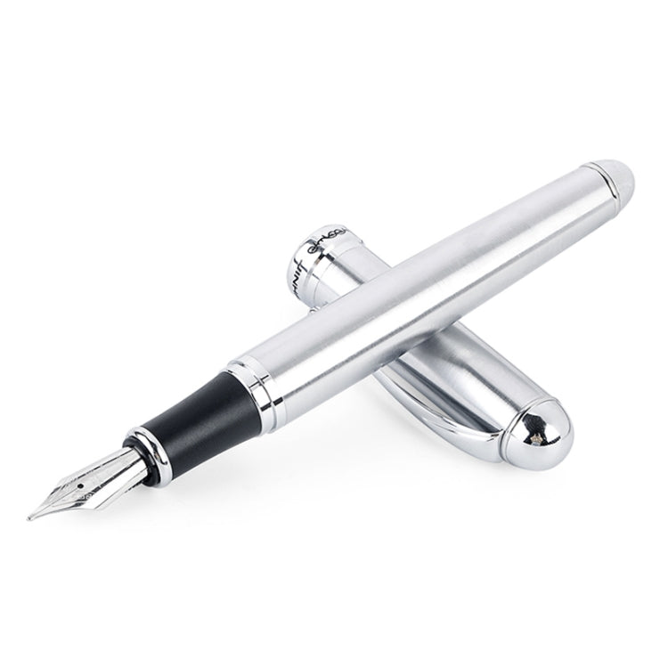X750 Stationery Stainless Steel Fountain Pen Medium Nib Ink Pens School Oiifice Gift, Nib Size:0.5mm(Silver) - Fountain Pens by buy2fix | Online Shopping UK | buy2fix