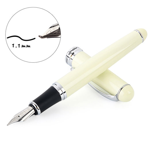X750 Stationery Stainless Steel Fountain Pen Medium Nib Ink Pens School Oiifice Gift, Nib Size:1.1mm(Ivory)