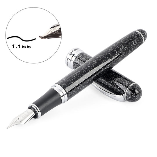 X750 Stationery Stainless Steel Fountain Pen Medium Nib Ink Pens School Oiifice Gift, Nib Size:1.1mm(Fluorescent Black)