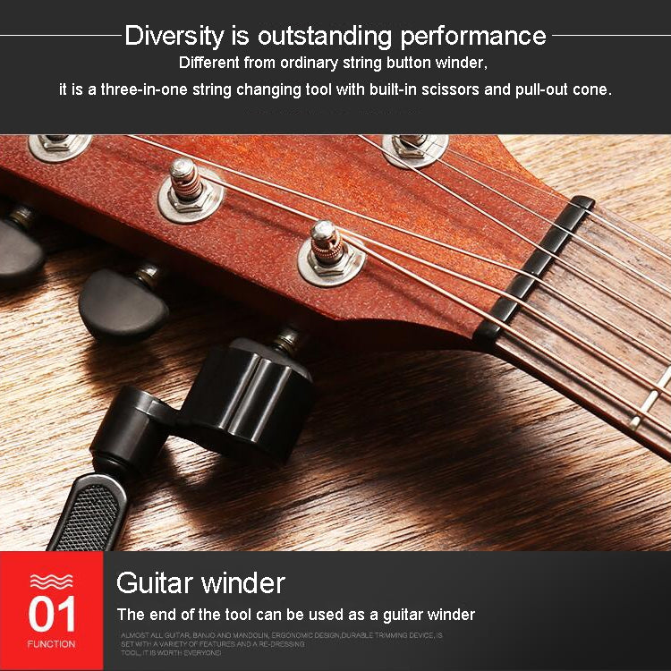 Guitar String Changing Tool Set String Trimmer Winding String Winding Three-in-one Clamp Guitar Accessories(Black Wihout Paper Jam) - String Instrument Accessories by buy2fix | Online Shopping UK | buy2fix