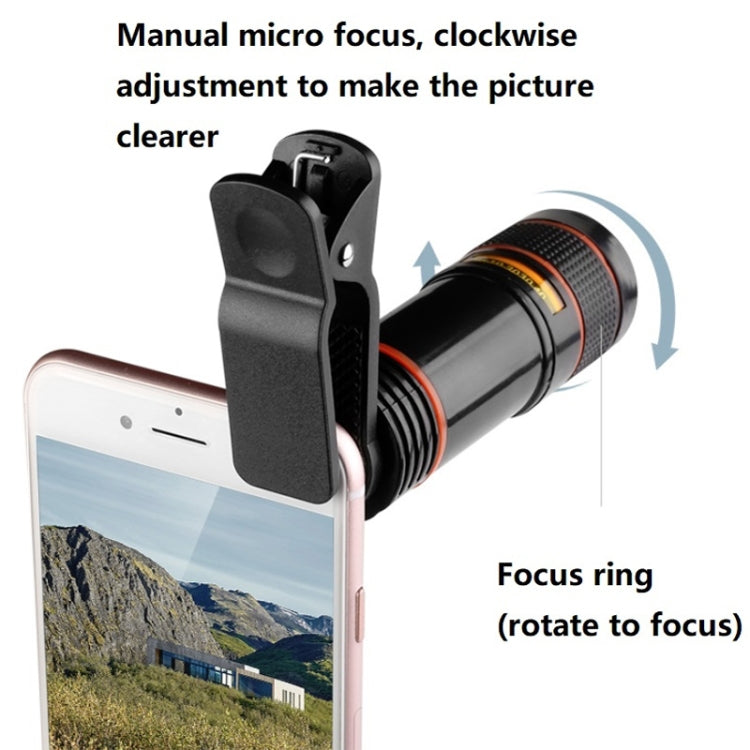 12X Telephoto Telescope Camera Zoom Mobile Phone External Lens(Black) - Telescope & Microscope by buy2fix | Online Shopping UK | buy2fix