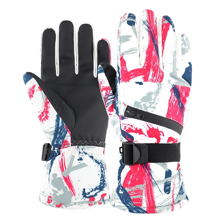 Winter Thermal Ski Gloves Outdoor Waterproof Velvet Gloves Thickening Touch Screen Motorcycle Gloves, Size: XL(Red) - Locomotive Gloves by buy2fix | Online Shopping UK | buy2fix