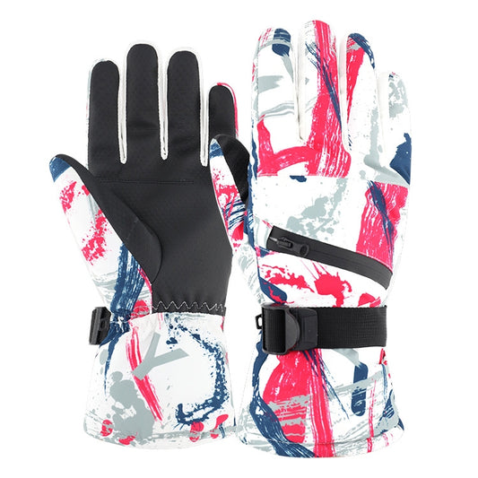 Winter Thermal Ski Gloves Outdoor Waterproof Velvet Gloves Thickening Touch Screen Motorcycle Gloves, Size: XL(Red) - Locomotive Gloves by buy2fix | Online Shopping UK | buy2fix