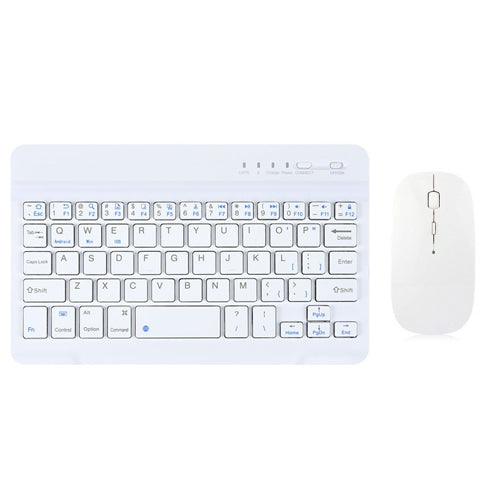 YS-001 7-8 inch Tablet Phones Universal Mini Wireless Bluetooth Keyboard, Style:with Bluetooth Mouse(White) by buy2fix