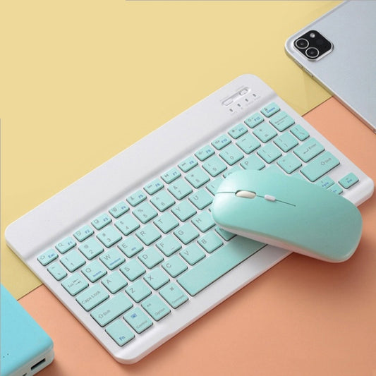 Universal Ultra-Thin Portable Bluetooth Keyboard and Mouse Set For Tablet Phones, Size:7 inch(Green Keyboard + Green Mouse) by buy2fix