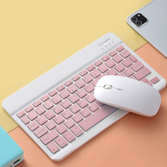 Universal Ultra-Thin Portable Bluetooth Keyboard and Mouse Set For Tablet Phones, Size:10 inch(Pink Keyboard + Pink Mouse) by buy2fix