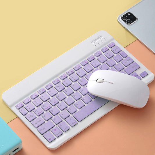 Universal Ultra-Thin Portable Bluetooth Keyboard and Mouse Set For Tablet Phones, Size:10 inch(Purple Keyboard + White Mouse) by buy2fix
