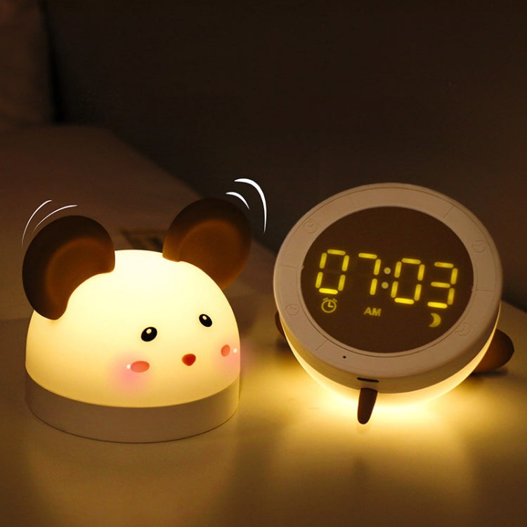 Cute Mouse Silicon Night Light with Electronic Alarm Clock Function Bedside Sleeping Desk Lamp Learning Clock by buy2fix