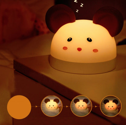 Cute Mouse Silicon Night Light with Electronic Alarm Clock Function Bedside Sleeping Desk Lamp Learning Clock by buy2fix