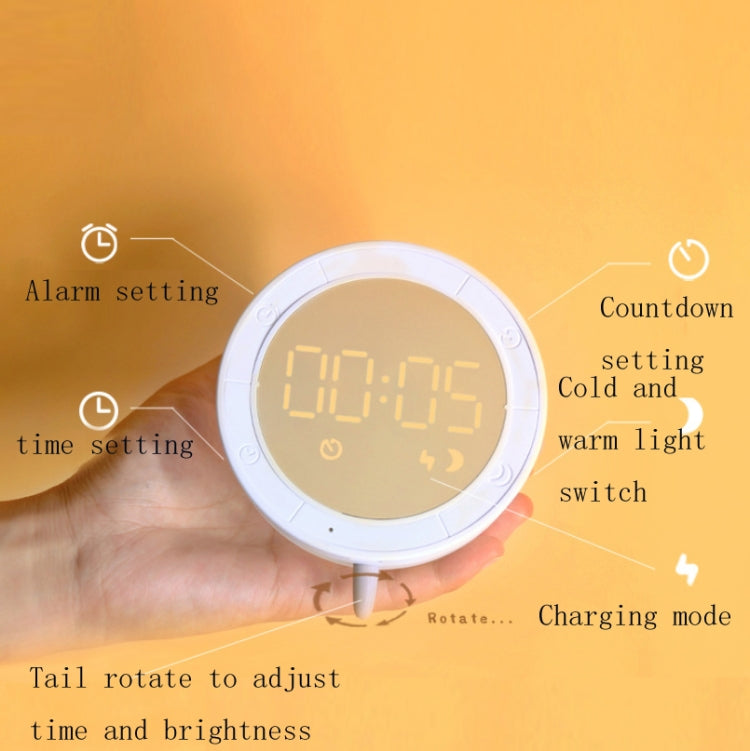 Cute Mouse Silicon Night Light with Electronic Alarm Clock Function Bedside Sleeping Desk Lamp Learning Clock by buy2fix