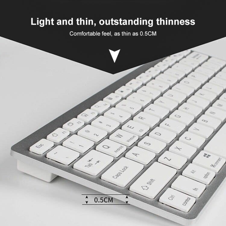 X5 Ultra-Thin Mini Wireless Keyboard + Wireless Mouse Set, Support Win / Android / IOS System(Silver) by buy2fix