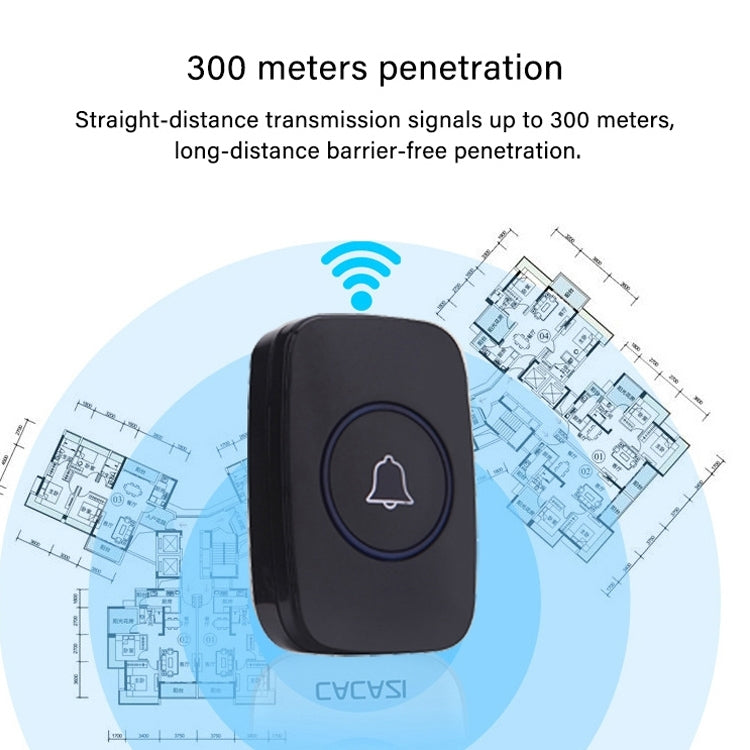 CACAZI A10 300m Long Range No Battery Waterproof LED Light Smart Wireless Doorbell, EU Plug - Wireless Doorbell by CACAZI | Online Shopping UK | buy2fix
