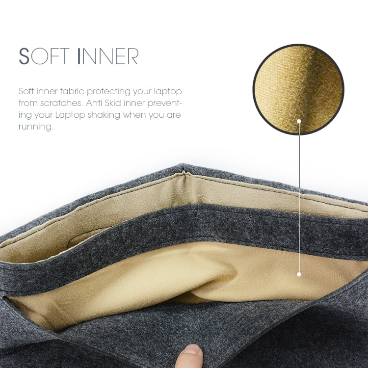 Portable Air Permeable Felt Sleeve Bag for MacBook Laptop, with Power Storage Bag, Size:15 inch(Grey) by buy2fix