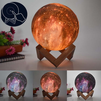 1W 3D Moon Lamp Children Gift Table Lamp Painted Starry Sky LED Night Light, Light color: 15cm Touch Control 3-colors by buy2fix