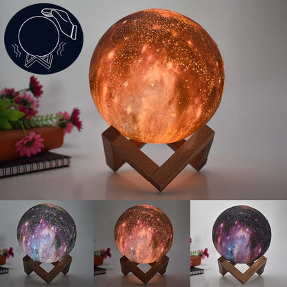 1W 3D Moon Lamp Children Gift Table Lamp Painted Starry Sky LED Night Light, Light color: 8cm Pat Control 3-colors by buy2fix