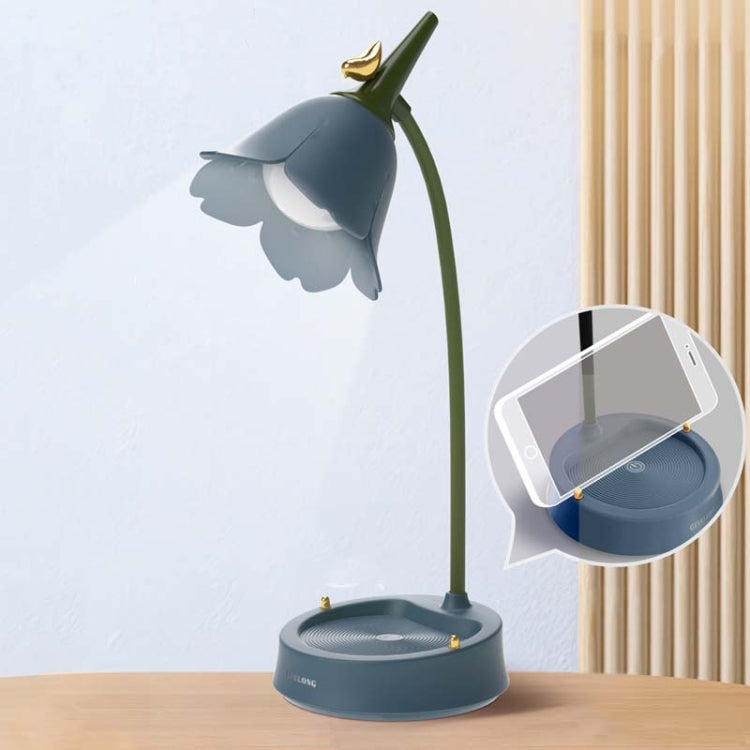 GIVELONG Forest Bird LED Touch Usb Table Lamp With Mobile Phone Holder Bedroom Bedside Night Light(GL362-3 Blue) by buy2fix