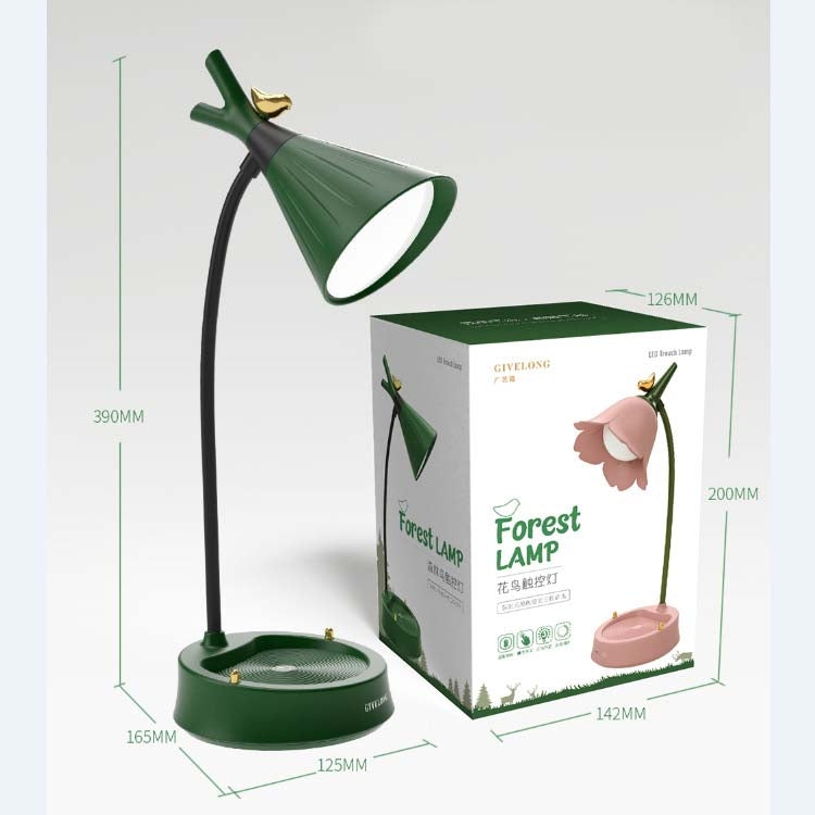 GIVELONG Forest Bird LED Touch Usb Table Lamp With Mobile Phone Holder Bedroom Bedside Night Light(GL362-3 Blue) by buy2fix