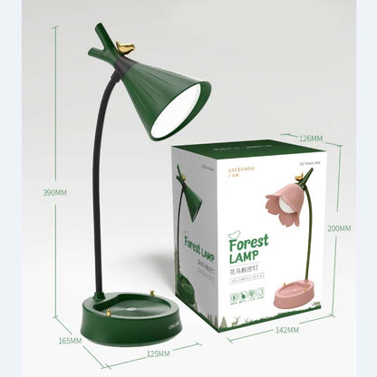 GIVELONG Forest Bird LED Touch Usb Table Lamp With Mobile Phone Holder Bedroom Bedside Night Light(GL362-3 Blue) by buy2fix