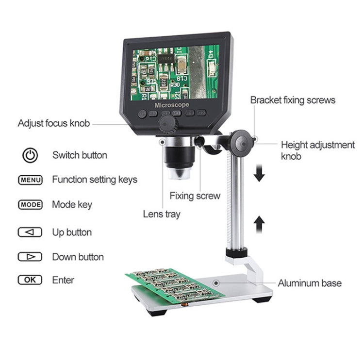 G600A HD Mobile Phone Repair Microscope 4.3 Inch Screen Digital Microscope Electron Microscope(EU Plug) - Digital Microscope by buy2fix | Online Shopping UK | buy2fix