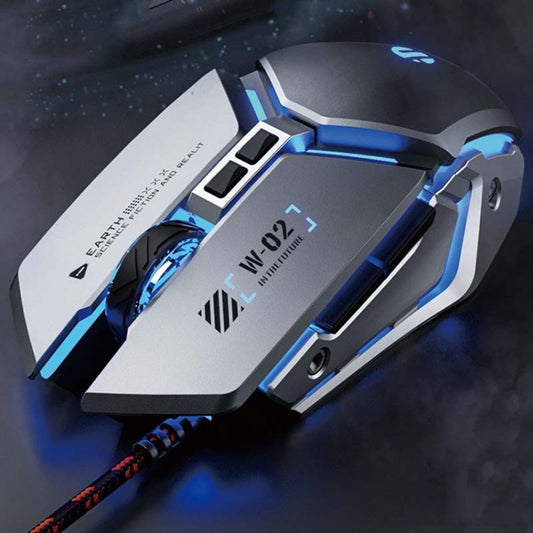 Inphic W-02 6 Keys Home Office Luminous Macro Programming USB Computer Mechanical Game Wired Mouse(Metallic Gray) - Wired Mice by Inphic | Online Shopping UK | buy2fix