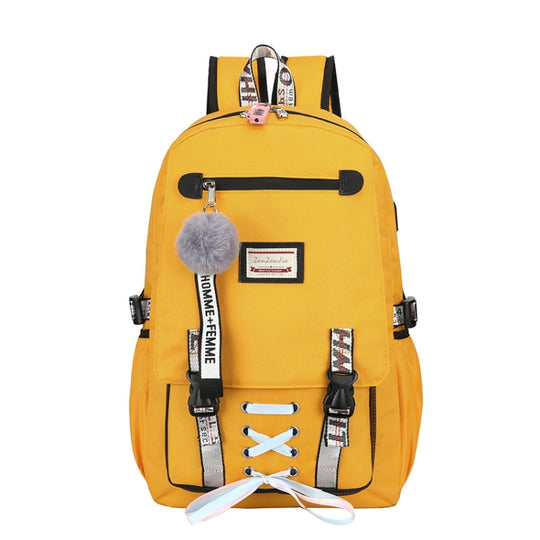 Sports and Leisure USB Charging Anti-Theft Backpack(Yellow)