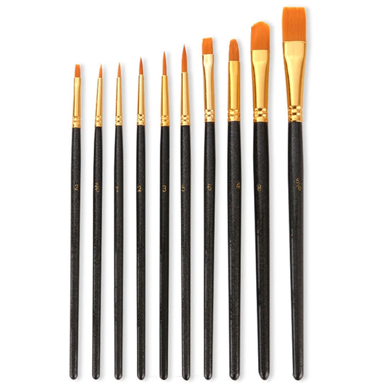 ZHU TING 10 in 1 Pearl Rod Nylon Hair Combination Brush Oil Paint Brush(Black Rods)