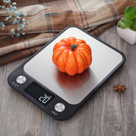 Small Kitchen Food Scale Stainless Steel Electronic Kitchen Scale 5kg/1g (Battery English Version Black) by buy2fix