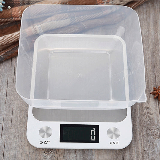 Small Kitchen Food Scale Stainless Steel Electronic Kitchen Scale 5kg/1g (Battery English Version White) by buy2fix