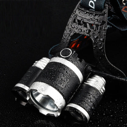 Strong Light Long-Range Rechargeable Three-Head Lamp Outdoor Fishing Lamp Led Head-Mounted Flashlight ( 2 Batteries+EU Plug) - Headlamp by buy2fix | Online Shopping UK | buy2fix